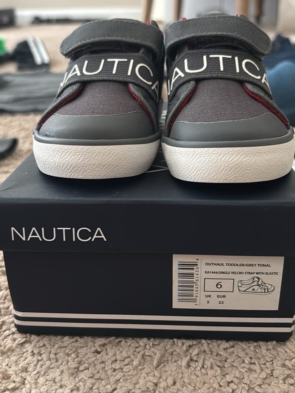 Nautica Toddlers' Grey and White Velcro Strap Sneakers